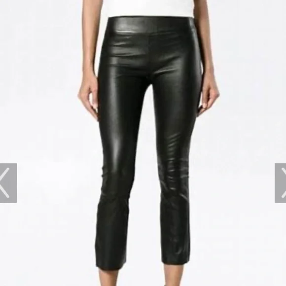 Sprwmn cropped leather pull on pant - Picture 1 of 6